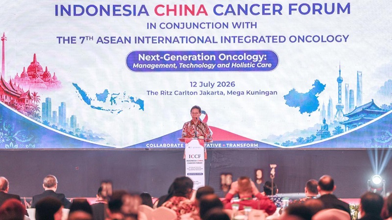 Menteri Kesehatan (Menkes) Budi Gunadi Sadikin dalam Indonesia-China Cancer Forum (ICCF) 2026 di Jakarta, Minggu (12/7/2026) menyatakan, kunci utama penanggulangan kanker adalah deteksi cepat dan pengobatan cepat. (Kemenkes)