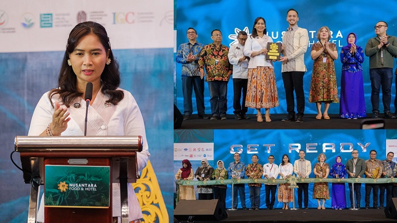 Wakil Menteri Pariwisata (Wamenpar) Ni Luh Puspa pada pembukaan Nusantara Food & Hotel Expo 2026 di ICE BSD City, Tangerang Selatan, Kamis (9/7/2026). (Kemenpar)