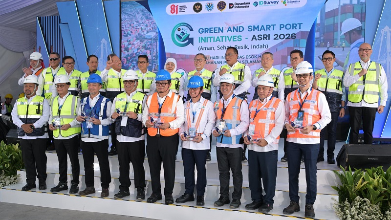 Menteri Perhubungan Dudy Purwagandhi dalam acara "Green and Smart Port Initiatives - ASRI 2026" di Gresik, Jawa Timur, Rabu (15/7)