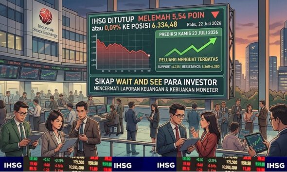 IHSG BEI Rabu 22 Juli 2026: Terkoreksi ke Level 6.334, Berpeluang Bangkit Kembali