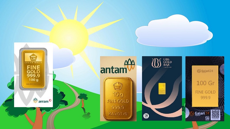 Harga emas PT Aneka Tambang (Antam) terpantau naik tipis di satu sisi namun di sisi lain anjlok bersama Galer24 dan UBS pada perdagangan Jumat (24/7/2026). (Foto: Istimewa)