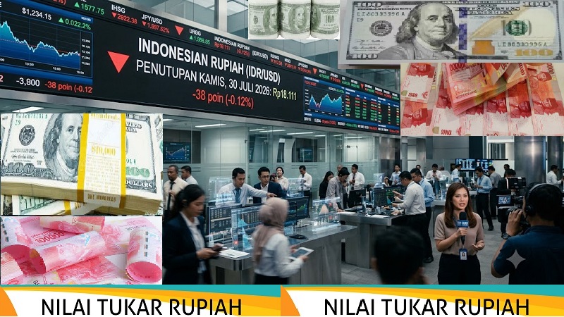 Berdasarkan data perdagangan antarbank, nilai tukar (kurs) rupiah terkoreksi terhadap dolar Amerika Serikat (AS) pada pembukaan maupun penutupan Kamis (30/7/2026). (Foto: AI/Istimewa)