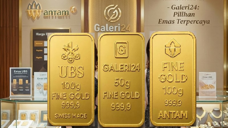 Harga jual emas PT Aneka Tambang (Antam), Galeri24 dan UBS kembali naik tipis namun untuk buyback ada yang meroket pada perdagangan Jumat (31/7/2026). (Foto: AI/Istimewa)