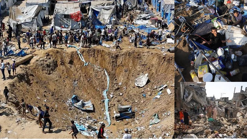 Serangan Israel ke seluruh wilayah di Gaza selain menewaskan 4 orang warga Palestina juga menimbulkan lubang besar, merusak bangunan, menghancurkan gudang medis, Sabtu (1/8/2026). (Foto: Istimewa)