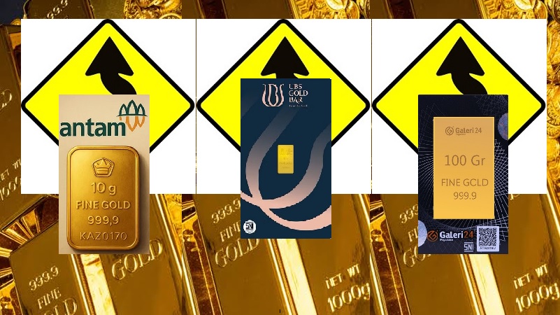 Harga emas PT Aneka Tambang (Antam), Galeri24 dan UBS sama-sama kompak mengalami kenaikan yang signifikan pada perdagangan Kamis (6/8/2026). (Foto: Istimewa)