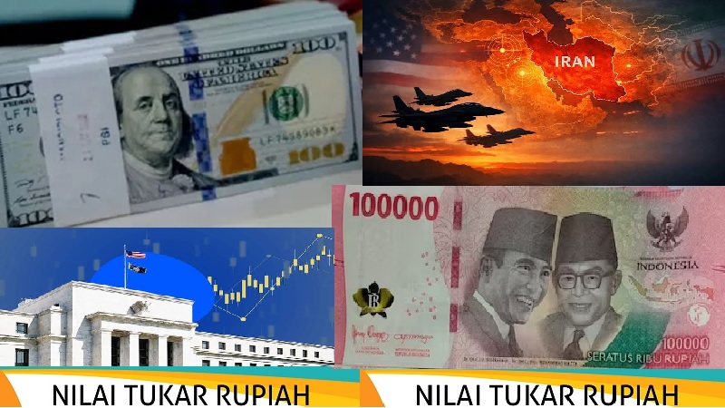 Memanasnya kembali konflik Amerika Serikat (AS) dengan Iran dan penantian suku bunga The Fed menekan nilai tukar rupiah sehingga melemah terhadap dolar AS, Selasa (1/9/2026). (Foto: Istimewa)